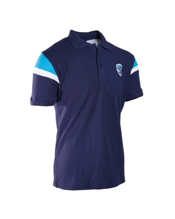 Polo manche bande blanche et lagon – Image 2